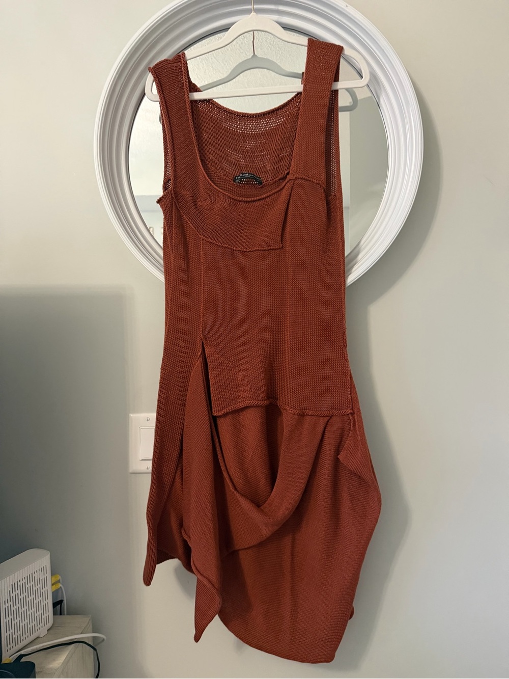 Peruvian Connection Rust Orange Open Knit Sweater